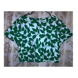 Kate Spade Garden Leaf Poplin Crop Top 